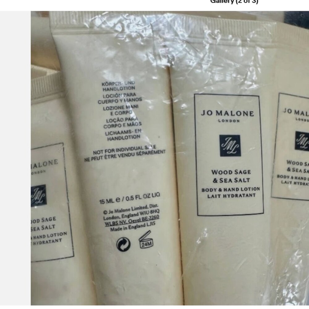 Jo Malone London Wood Sage & Sea Salt Hand Body Lotion 15ml/.5fl.oz LOT 10 - Picture 2 of 4
